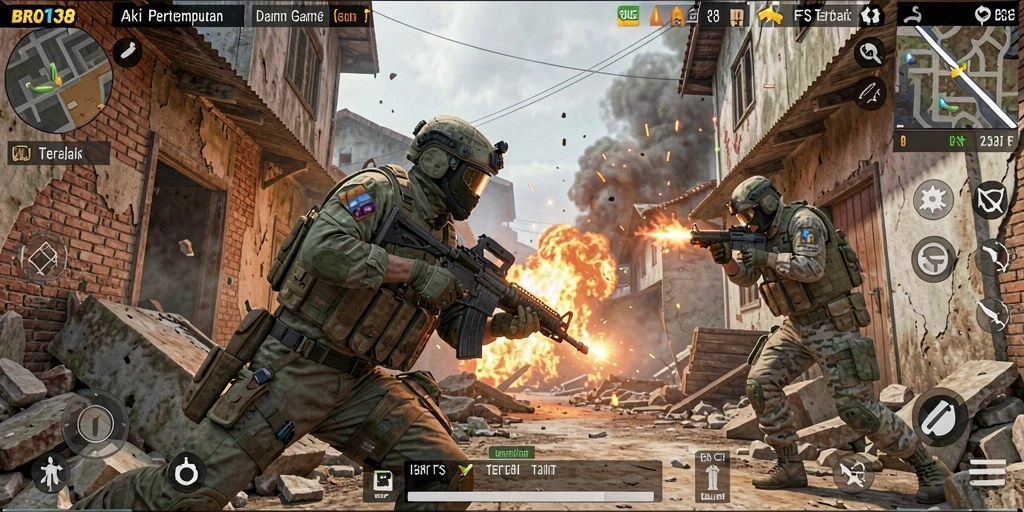 Gameplay mendebarkan BRO138 menampilkan aksi tembak-menembak yang intens.
