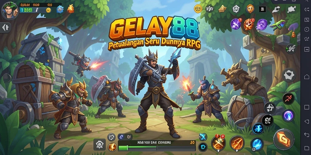 Screenshot utama GELAY88 menampilkan aksi seru dalam pertarungan RPG.