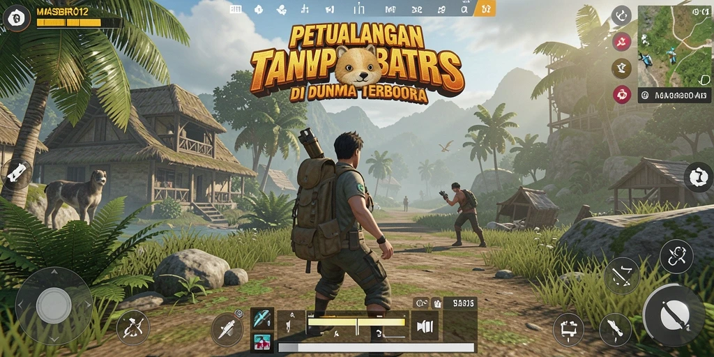 Tangkapan layar gameplay MASBRO12 yang menunjukkan aksi menjelajahi dunia terbuka.
