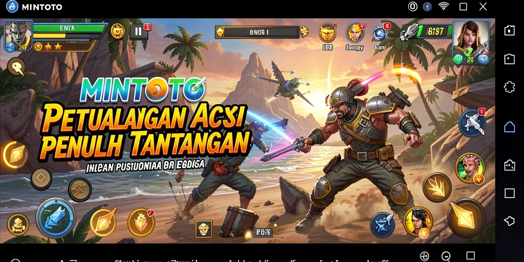Tampilan gameplay seru MINTOTO dengan pertarungan epik.