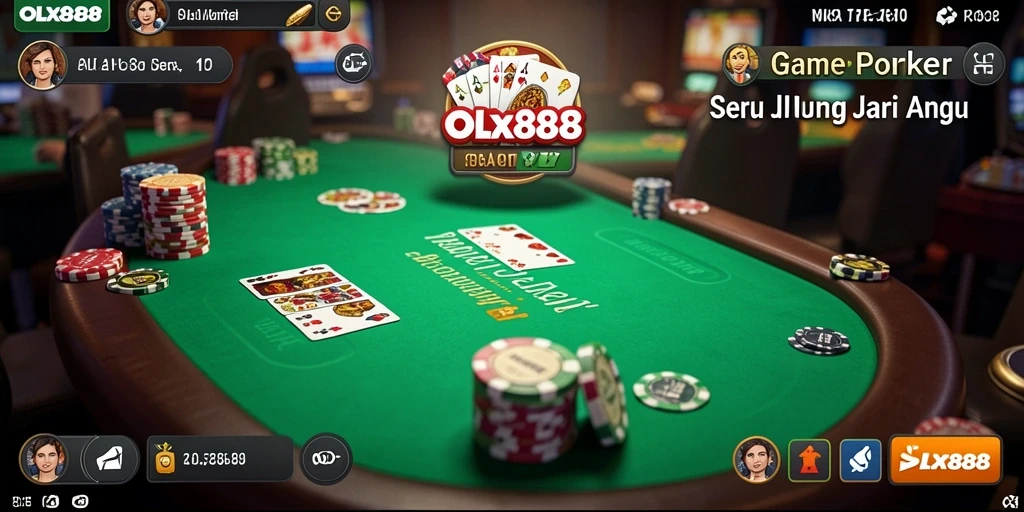Screenshot utama OLX888 menampilkan gameplay poker yang menarik.