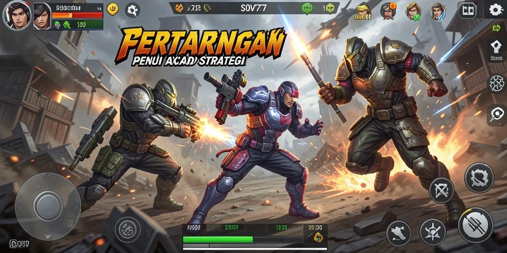 Tampilan menegangkan dari pertarungan di SOV777 dengan karakter yang beraksi.